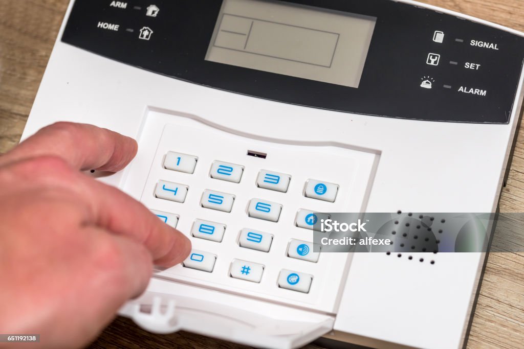 Outdoor Code Finger Mans Finger Entering Code In Security Home System Stock Photo ...