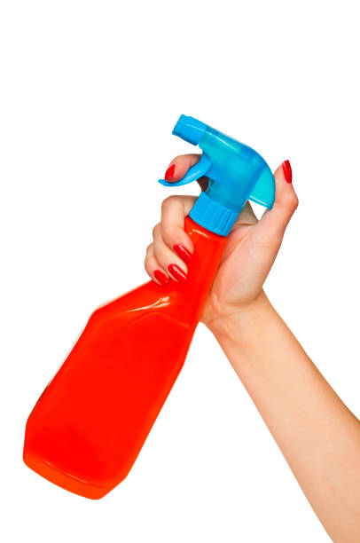 istock Female hand holding spray - cleaning concept 651202446