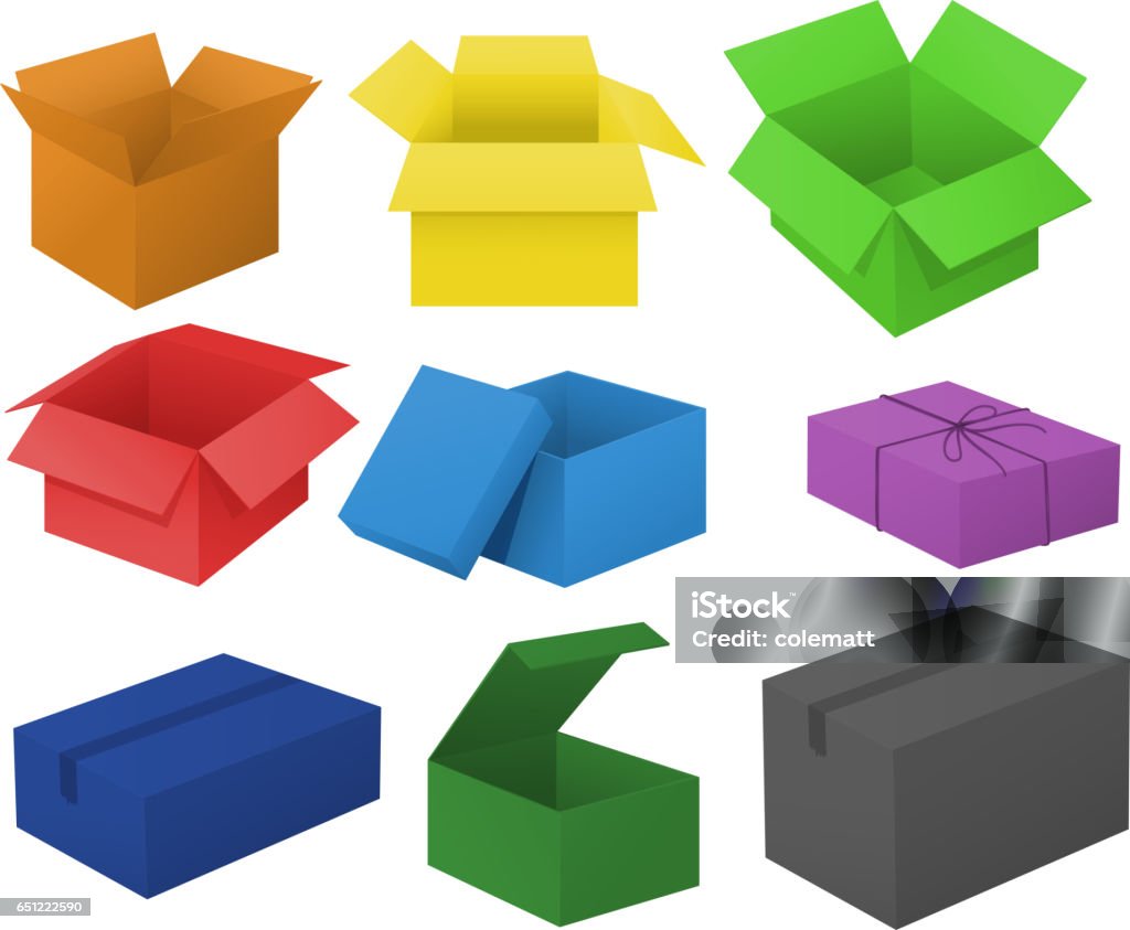 Box With Color One Color Cardboard Boxes In Different Colors Stock Illustration - Download Image ...