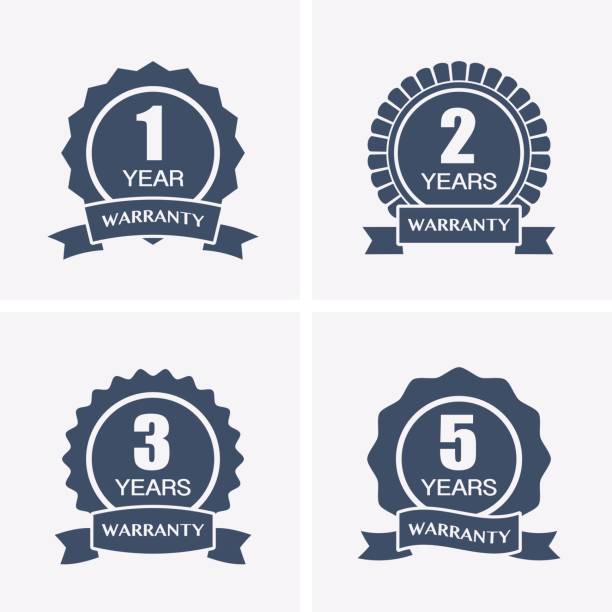 1, 2, 3 и 5 лет гарантия иконы изолированы на сертифицированной медали. - 4 5 years stock illustrations
