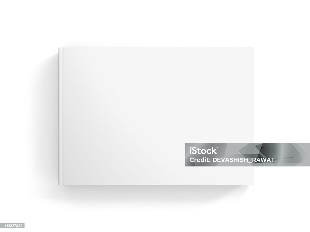 Book / Catalogue Mock-Up on Isolated White Background Book, Catalogue, Mock-Ups, Landscape, Blank, Square Book, White Background, Paper Horizontal Stock Photo