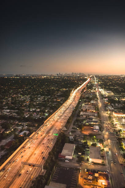 miami aerial view at night