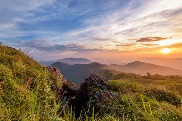 istock Sunset on Phu Chi Fa Forest Park, Thailand 651236260