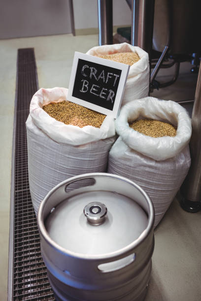 istock Barley in sack with keg at brewery 651240758