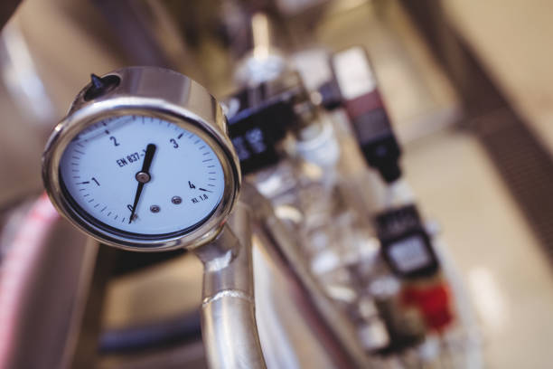 istock High angle view of pressure gauge 651240922