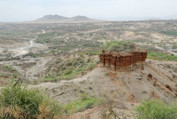 vista panorâmica de olduvai gorge, o berço da humanidade, grande vale do rift, na tanzânia, leste da áfrica - mankind - fotografias e filmes do acervo