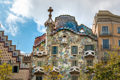 Casa Batllo, UNESCO World Heritage Site, Barcelona, Catalonia, Spain. This image is GPS tagged