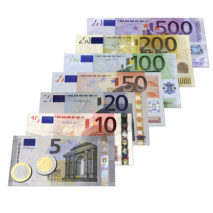 Closeup of some euro banknotes