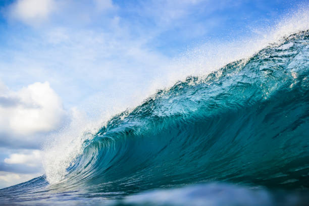 istock Beautiful crystal wave in ocean. Clear wave and sun light 651312662