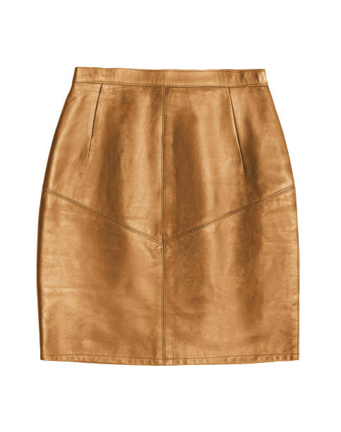 istock light brown leather pencil skirt, isolated on white background 651312754