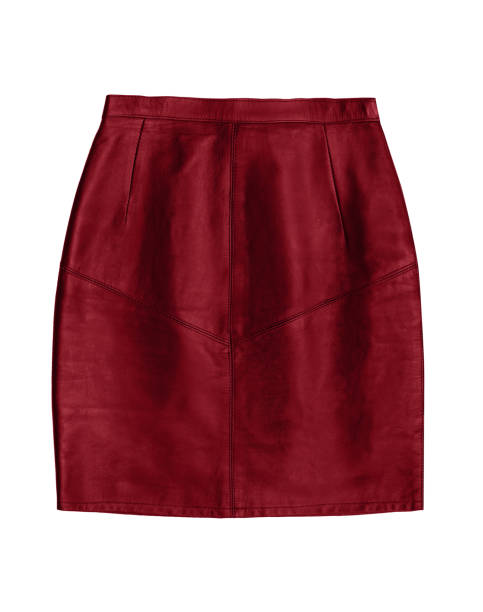 istock red leather pencil skirt, isolated on white background 651312842