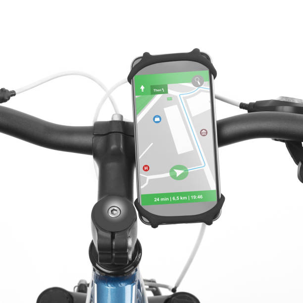 istock Mobile phone with navigation on a bike 651315978