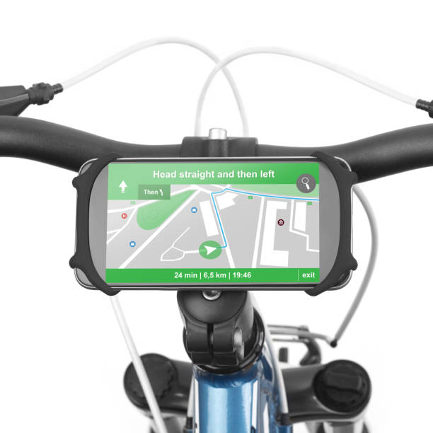 istock Mobile phone with navigation on a bike 651315980