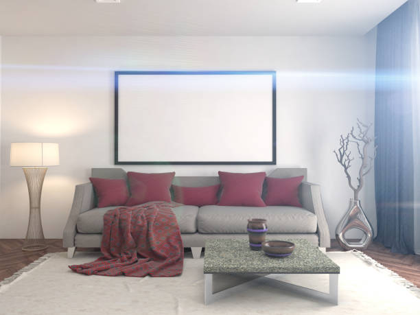 istock mock up poster frame in interior background. 3D Illustration 651316556