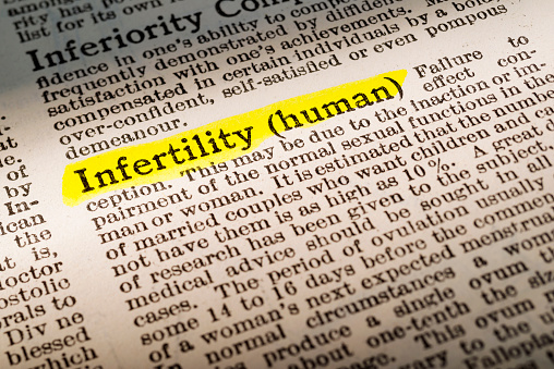 The term Infertility - dictionary definition highlighted with yellow marker