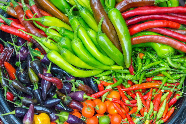 Chillies and Peppers of different varieties Chillies and Peppers of different varieties pontal do atalia stock pictures, royalty-free photos & images
