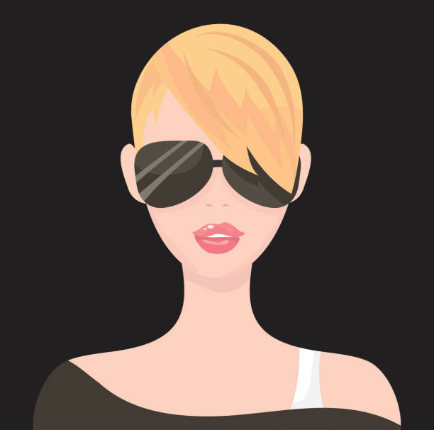 illustrazioni stock, clip art, cartoni animati e icone di tendenza di pulcino di roccia - girl sunglasses 80s