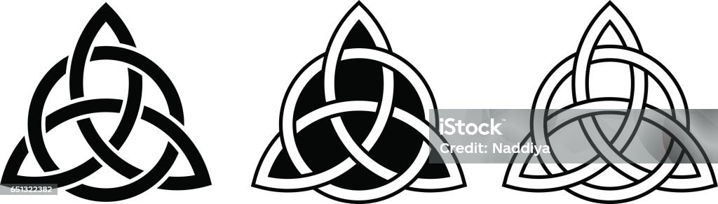 Celtic trinity knots. Vector illustration. Vector set of three Celtic trinity knots isolated on a white background. Celtic Knot stock vector