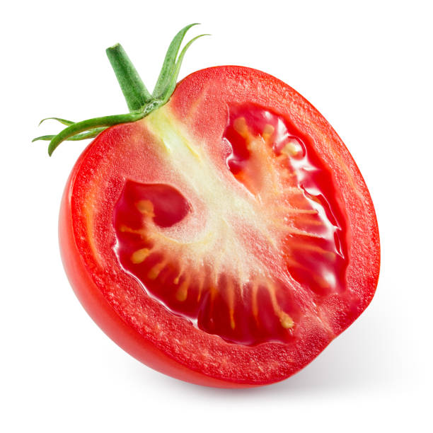 istock Fresh tomato. Half of vegetable isolated on white. With clipping path. 651322748