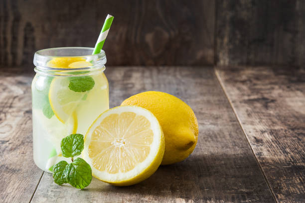 istock Lemonade drink in a jar glass 651323556
