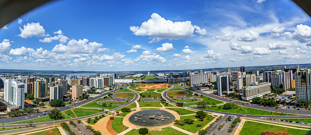 Brasilia Cityscape looking east from the TV tower. Stitched panorama giving a fisheye effect