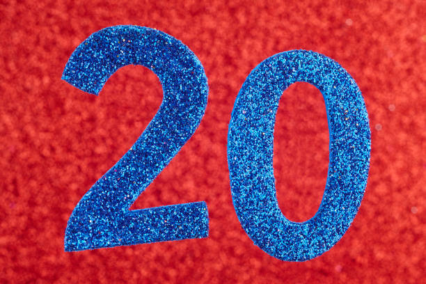 istock Number twenty blue over a red background. Anniversary. Horizontal 651330734