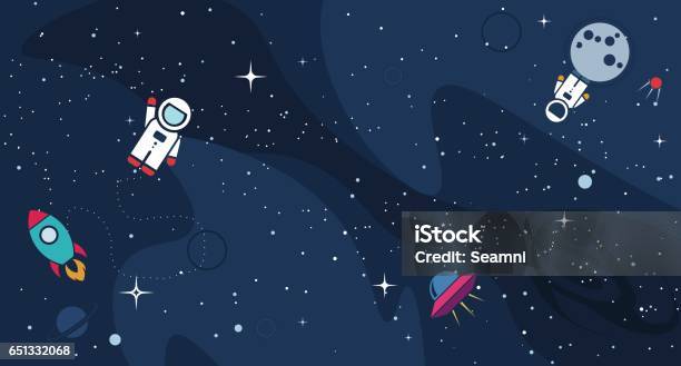 Vector Flat Cosmos Design Background Stock Illustration - Download Image Now - Outer Space, Copy Space, Backgrounds