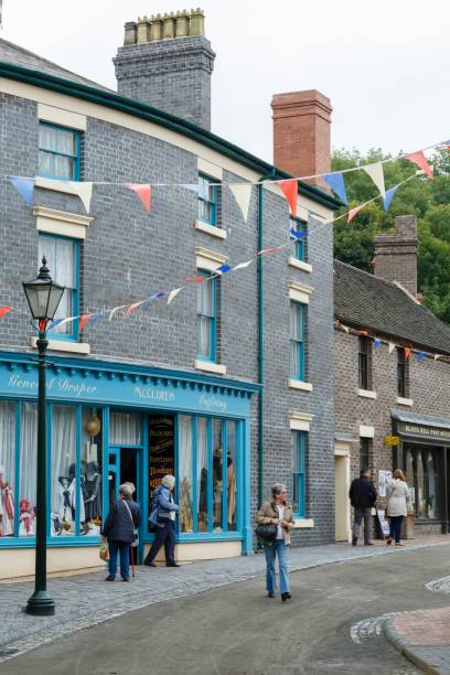 Canal Street Blists Hill Traditional victorian shops along an old street in Blists Hill Museum, Ironbridge, Shropshire, UK ironbridge shropshire stock pictures, royalty-free photos & images