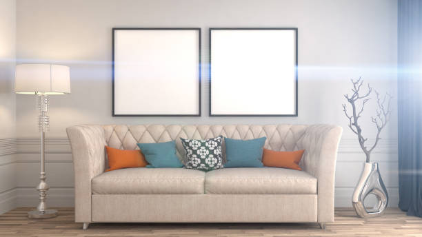istock mock up poster frame in interior background. 3D Illustration 651334690