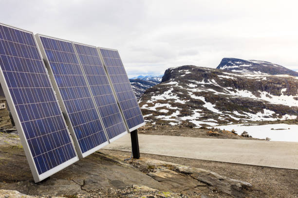 istock Photovoltaic solar panel outdoor in mountains nature 651341982