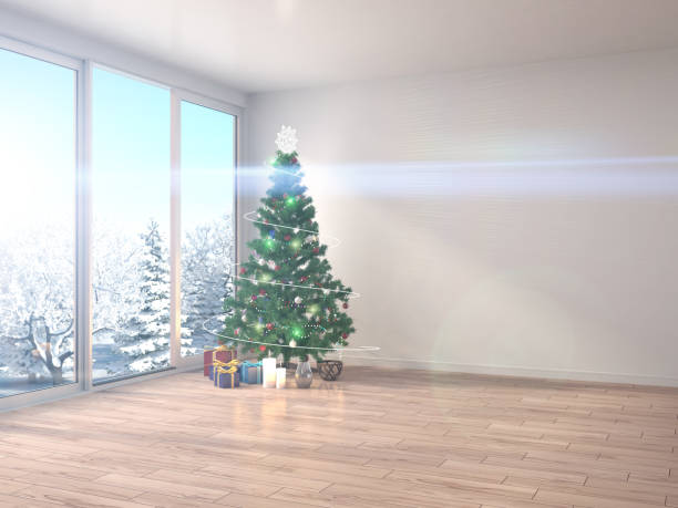 istock Christmas tree with decorations in the living room. 3d illustration 651345900