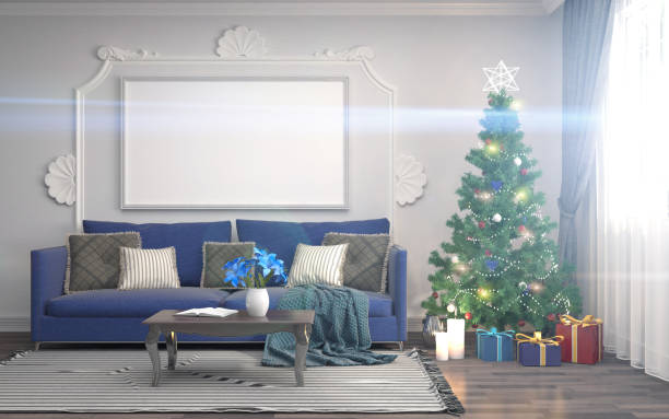istock Christmas tree with decorations in the living room. 3d illustration 651346354