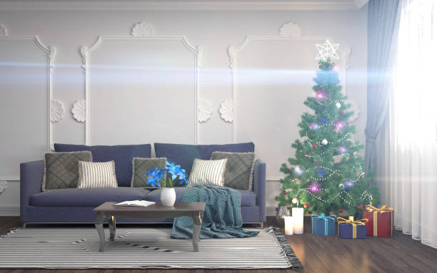istock Christmas tree with decorations in the living room. 3d illustration 651346378