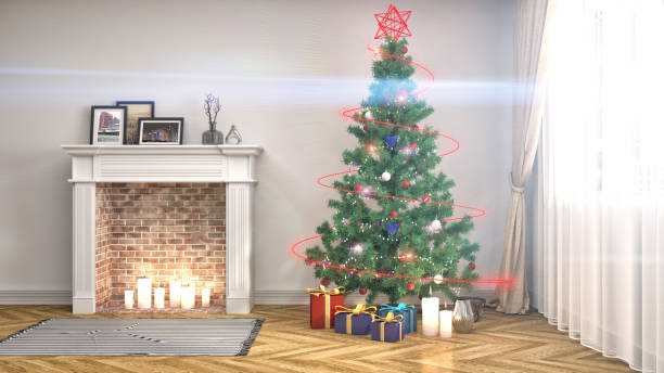 istock Christmas tree with decorations in the living room. 3d illustration 651346514