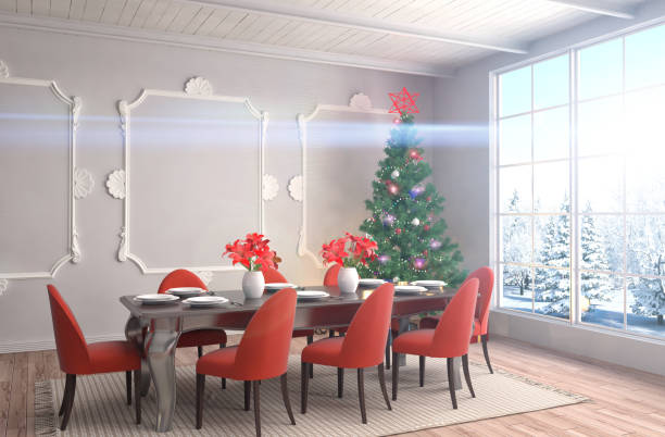 istock Christmas tree with decorations in the living room. 3d illustration 651346522