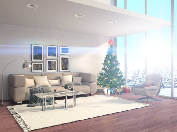 istock Christmas tree with decorations in the living room. 3d illustration 651346596