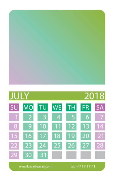 kalender-übersicht. juli. - офис stock-grafiken, -clipart, -cartoons und -symbole