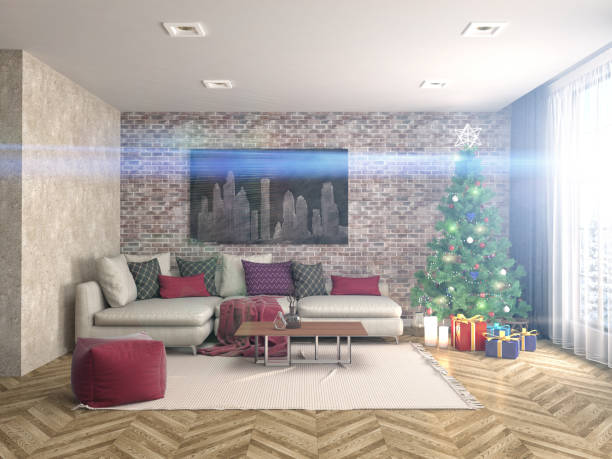 istock Christmas tree with decorations in the living room. 3d illustration 651348688