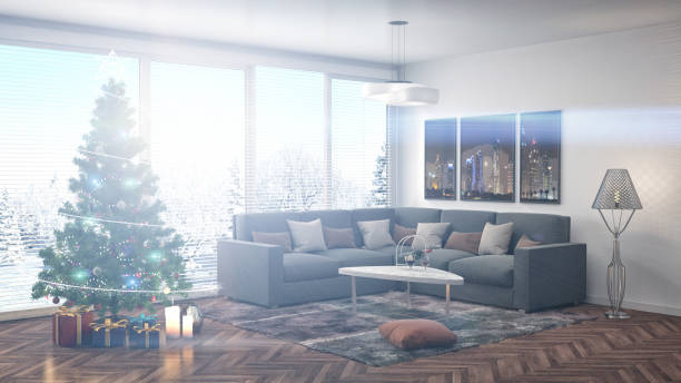 istock Christmas tree with decorations in the living room. 3d illustration 651348698