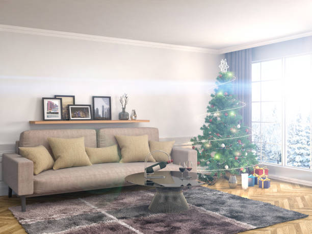 istock Christmas tree with decorations in the living room. 3d illustration 651348724