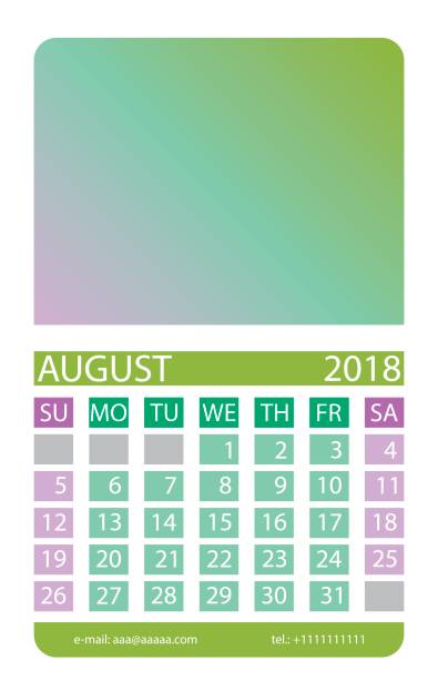 kalender-übersicht. august. - офис stock-grafiken, -clipart, -cartoons und -symbole