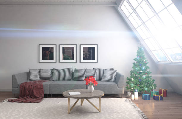 istock Christmas tree with decorations in the living room. 3d illustration 651349644