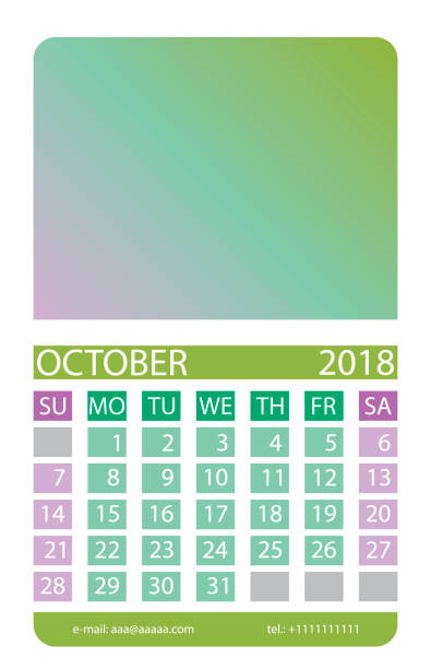 kalender-übersicht. oktober. - офис stock-grafiken, -clipart, -cartoons und -symbole