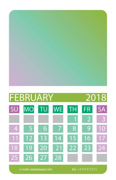 kalender-übersicht. februar. - офис stock-grafiken, -clipart, -cartoons und -symbole