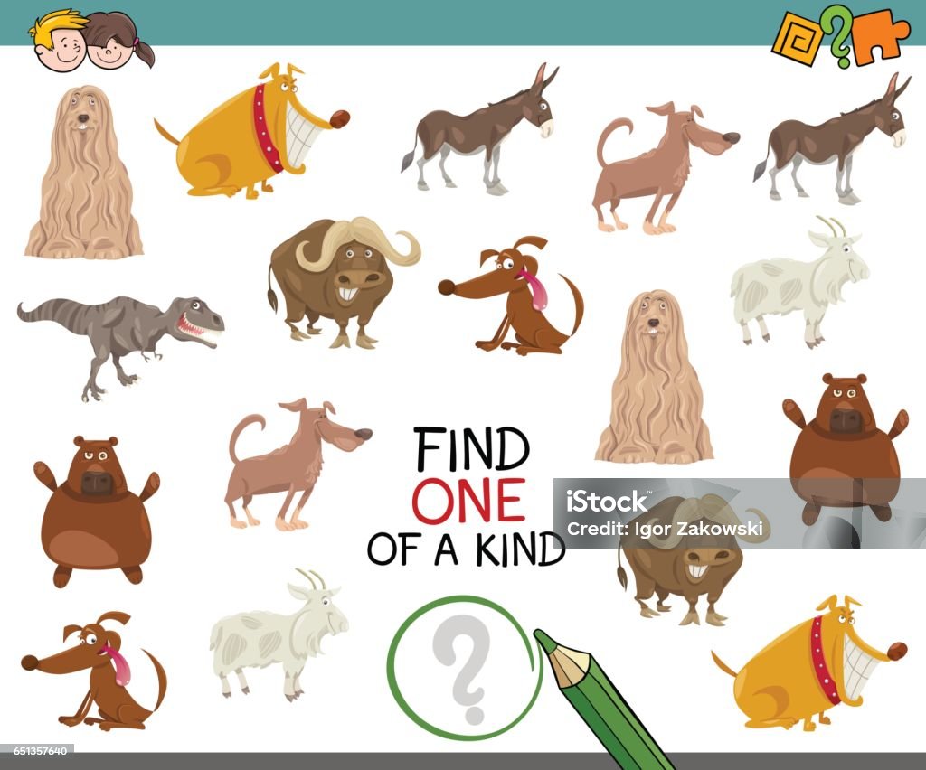 Find One Of A Kind Game For Kids Stock Illustration - Download Image Now -  Cartoon, Characters, Child - iStock