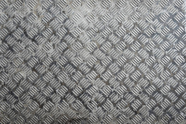 istock Seamless steel diamond plate texture, black and white rusty texture 651358392