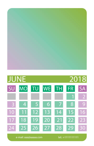 kalender-übersicht. juni. - офис stock-grafiken, -clipart, -cartoons und -symbole