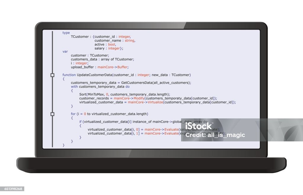 Laptop With Program Code On Screen Stock Illustration - Download Image ...