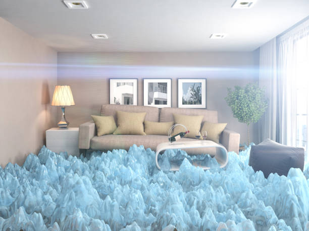 istock interior with ice. Air conditioning air cooling concept. 3d illustration 651406354