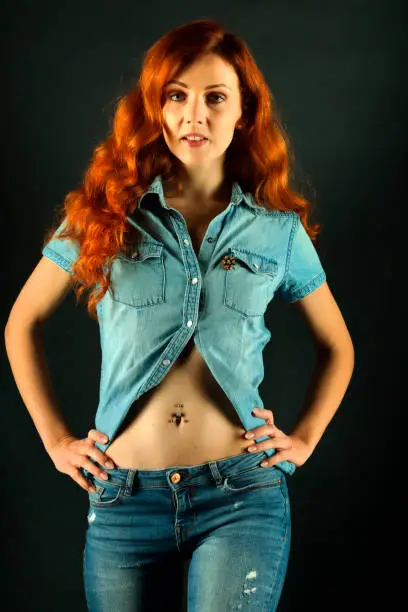 Woman in a jeans outfit